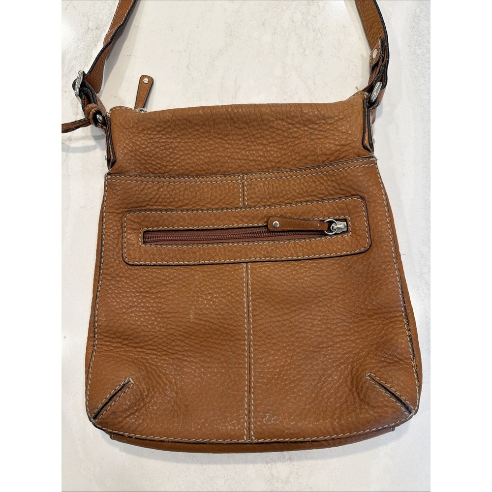Vintage Fossil Cognac brown leather purse crossbody strap Boho Festival Size 10"